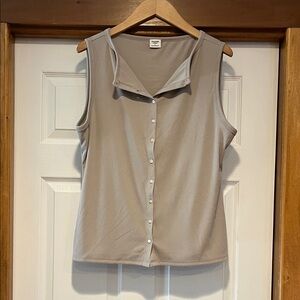 Abercrombie & Fitch Sleeveless Button-Down Shirt - Taupe